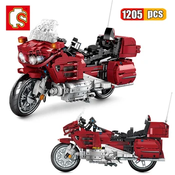 SEMBO 1205 шт. Механическая модель мотоцикла, строительные блоки, городской скоростной гоночный мотоцикл, кирпичи, детские игрушки, подарок на День рождения