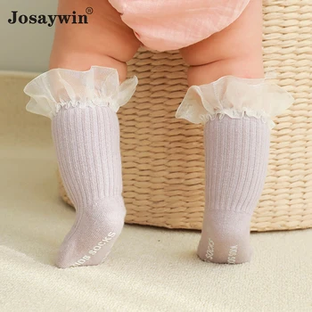 Josaywin/ Носки для маленьких девочек, Носки Принцессы для Новорожденных, Детские Кружевные Носки до колена, Нескользящие Летние Весенние Носки-Скарпетки