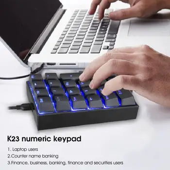 Мини-клавиатура K23 с эргономичной синей подсветкой, интерфейс Type-C, 21 клавиша, проводная цифровая механическая клавиатура USB для дома