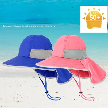 Детская Летняя шляпа для девочек и мальчиков, Солнцезащитная шляпа с клапаном на шее, шляпа для сафари с защитой от ультрафиолета, Детская Летняя дорожная кепка 2-12 лет