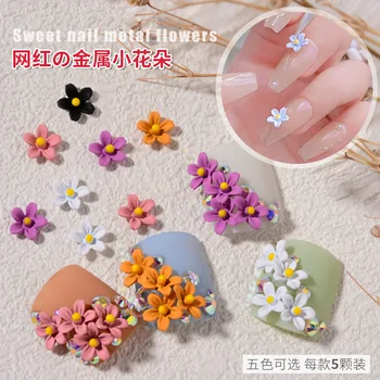 100ШТ 3D ногтей, декоративные наклейки с цветочным шармом, стразы для ногтей, 3D цветок, пять цветов для ногтей, украшение для ногтей, j6yyyt
