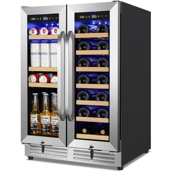 Холодильник для напитков и пива со стеклянной дверцей и Мощным охлаждающим компрессором, Встроенный/Отдельно стоящий холодильник для напитков