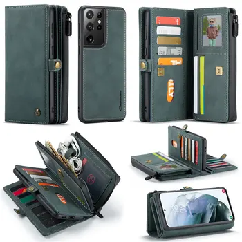 Чехол S21 Plus, кошелек, сумка, чехлы для Samsung Galaxy S21 Ultra S21, Магнитный Кожаный Съемный держатель для карт, чехлы