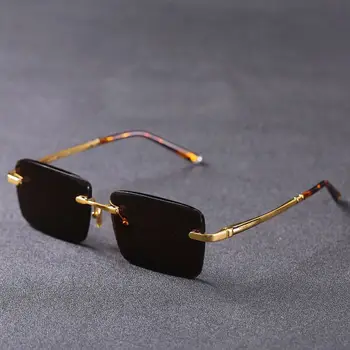 evove Очки из чистого натурального хрусталя, мужские солнцезащитные очки из коричневого камня, мужские золотые минеральные линзы без оправы, защита от царапин, прохладный увлажняющий глаз