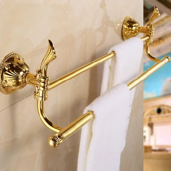 (24 дюйма, 60 см) Двойная Вешалка для полотенец с золотой отделкой/Держатель для полотенец, вешалка для полотенец, Аксессуары для ванной комнаты ванна LG014