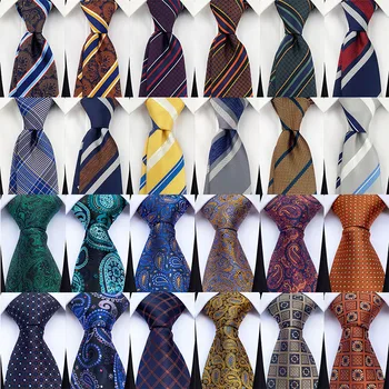 Новый Дизайнерский Мужской Свадебный галстук шириной 8 см, Золотисто-черный, в полоску, сетчатый, клетчатый, Шелковые Галстуки для мужчин, деловые галстуки для вечеринок, Gravatas