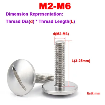 M2M2.5M3M5M6 304 Нержавеющая Сталь очень большой сферический винт с плоской головкой и прорезями