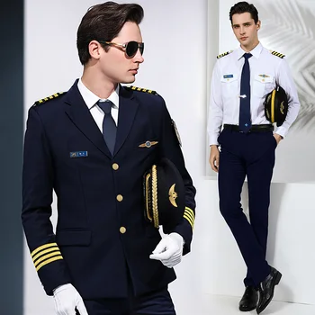 Униформа пилота Авиакомпании, Рабочая одежда, униформа капитана авиации, Профессиональные костюмы, Бортпроводники, Мужская Авиационная форма, Ведущий полетов