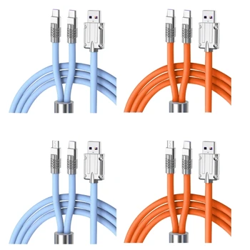 Мультикабель для зарядки 2 в 1 от USB до USB Type C microUSB, кабель для зарядки, Разветвитель шнура, кабель для телефонов, планшетов 6A 100 Вт