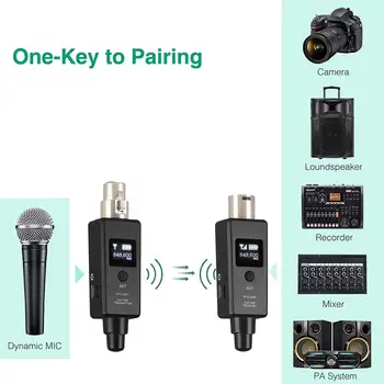 Микрофон UHF, беспроводная система приема-передачи, XLR-соединение, Встроенная аккумуляторная батарея для динамического микрофона
