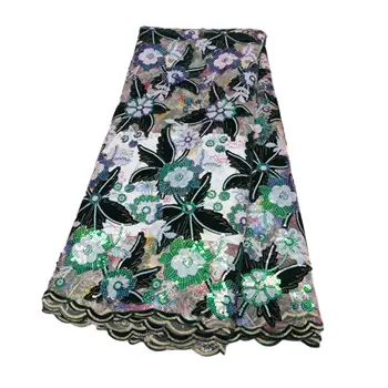 Французская кружевная ткань с блестками, Роскошный дизайн, африканский тюль, кружево с блестками для вечернего платья