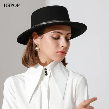 USPOP, осенне-зимние женские шерстяные фетровые шляпы, женский повседневный ремень с цепочкой, фетровая шляпа