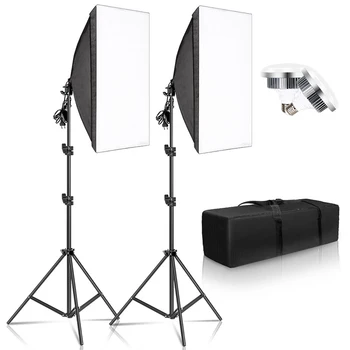 Наборы софтбоксов для фотосъемки SH 50x70 см Профессиональная система светового короба С фотолампами E27 Оборудование для фотостудии