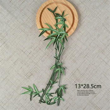 Большие изысканные бамбуковые нашивки с вышивкой в виде длинных листьев, Железная нашивка для одежды, наклейка, красивая аппликация для одежды