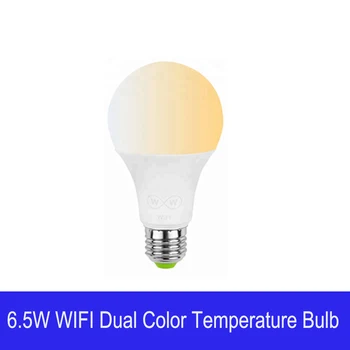 6,5 Вт 100-264 В Wifi Умная светодиодная лампа, Двухцветная Теплая белая лампа холодного белого света E27, приложение для мобильного телефона, переключатель для регулировки