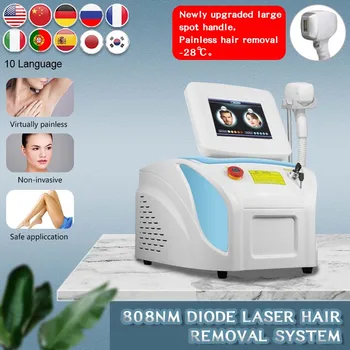 Бесплатная Доставка Диодный лазер Большой Мощности, Перманентная безболезненная Машина для удаления волос 808 нм Для всей кожи