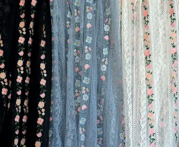 Высококачественная двухцветная кружевная вышивка, красочная вышитая сетчатая марлевая кружевная ткань, платье, одежда, домашний текстиль, ткань