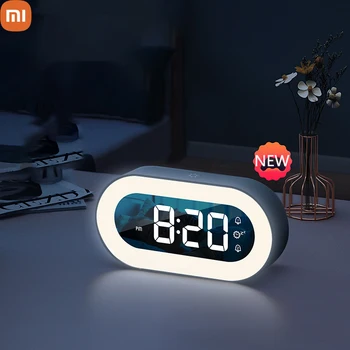 Музыкальный цифровой будильник Xiaomi с голосовым управлением, дизайн ночника, Настольные часы, украшение домашнего стола, встроенный аккумулятор емкостью 1500 мАч