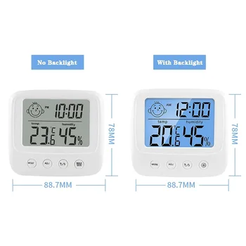 Внутренний цифровой ЖК-дисплей Удобный Датчик Температуры Измеритель Влажности Время Дата Гигрометр Многофункциональный Термометр
