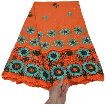 Хлопчатобумажные ткани с африканской швейцарской кружевной вышивкой для женщин, Новая кружевная ткань, 5 ярдов, 2023