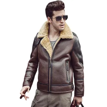 Мужская куртка из натуральной овчины премиум-класса из натуральной кожи - короткое мотоциклетное пальто, модное и удобное