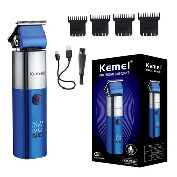 Электрическая Машинка для стрижки волос Kemei, Перезаряжаемая Мужская Бритва, Триммер для мужской парикмахерской, профессиональная машинка для стрижки волос с цифровым дисплеем