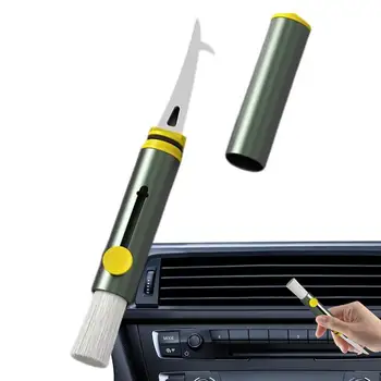 Автомобильная вентиляционная щетка для автомобиля с защитным молотком, Автомобильная щетка с наконечником из вольфрамовой стали, дизайн корпуса из сплава для автомобильных вентиляционных панелей