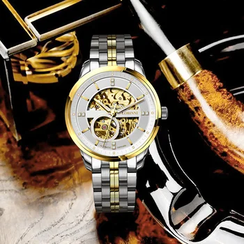 Мужские часы LOBINNI для различных случаев, высококачественные креативные автоматические механические водонепроницаемые часы из нержавеющей стали