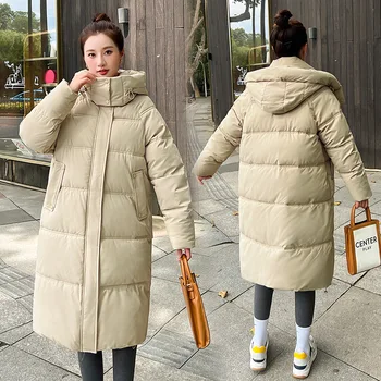 Европейская и американская новая пуховая стеганая куртка женская корейская версия средней длины, свободная тонкая толстая зимняя куртка, пальто