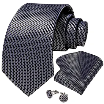 2023 Новые клетчатые галстуки для мужчин из шелка и полиэстера, Официальный деловой свадебный галстук, карманные квадратные запонки, аксессуары, подарок