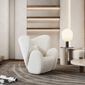 Кресло для отдыха в прохладном стиле, Легкое Роскошное Дизайнерское кресло из овечьей шерсти, Креативный Одноместный диван для отдыха