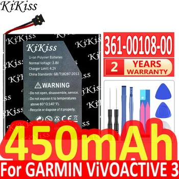 450 мАч KiKiss Мощный Аккумулятор 361-00108-00 для Смарт-часов Garmin ViVOACTIVE 3 NL28LL31B03OC Музыкальные Часы Li-po Батареи