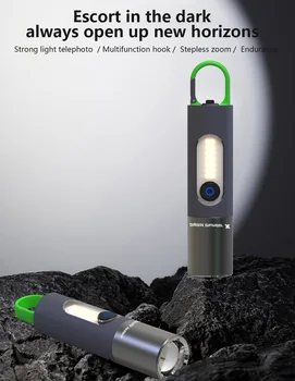 2023 Новый фонарик с сильным светом, многофункциональное наружное освещение, крючок для палатки, настольная лампа, зарядка через USB, портативный мини-фонарик