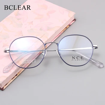BCLEAR, Новое поступление, качественные ультралегкие мужские и женские титановые оправы для очков, модные круглые очки в стиле Литературного ретро по рецепту