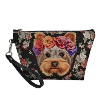 Косметические сумки для дам, косметичка для макияжа с рисунком юкширского терьера, сумки-органайзеры с животными, сумка для макияжа с собакой, сумка для туалетных принадлежностей
