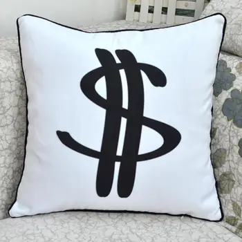Декоративная Белая наволочка с принтом знака доллара 45*45 см, наволочка для дивана