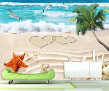 Настройте любой размер 3D настенных обоев красивый солнечный берег в стиле кокосовой пальмы фоновые наклейки на стены украшения дома