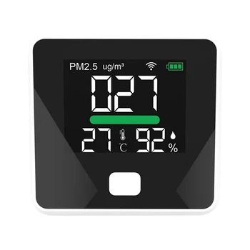 Полноразмерный Wifi измеритель качества воздуха PM2.5, Тестер температуры и влажности, Портативный светодиодный Дисплей Для Домашнего Офиса