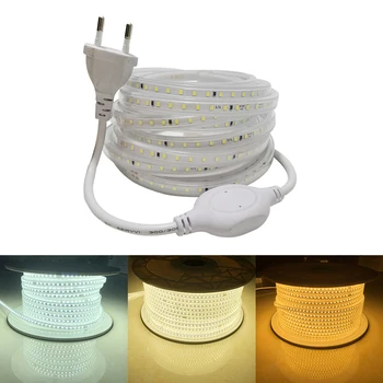 Светодиодная лента 220 В SMD2835 120 светодиодов/м, гибкая светодиодная лампа, водонепроницаемая лента, светодиодные ленты, IP67, светодиодная лента для освещения помещения