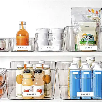 Ящики для хранения в шкафу, Штабелируемые пластиковые ящики для хранения на кухне, организация дома, экономия места для холодильника