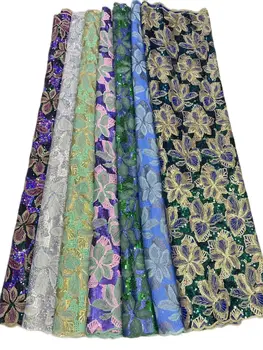 Французская кружевная ткань с блестками 2023 высококачественная африканская сетчатая кружевная ткань для шитья женских вечерних платьев