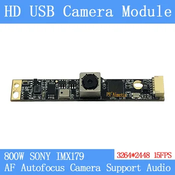 Подключи и играй 800 Вт SONY IMX179 Автофокусировка с автофокусировкой UVC Linux MJPEG 15 кадров в секунду USB Модуль Камеры HD Распознавание лиц Поддержка веб-камеры аудио