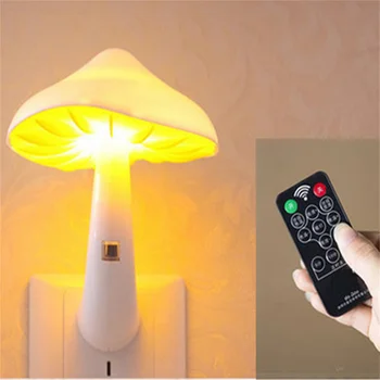 Светодиодный ночник, настенная розетка в виде гриба, лампа с регулируемым теплым желтым датчиком освещения, прикроватный светильник для спальни, украшения дома