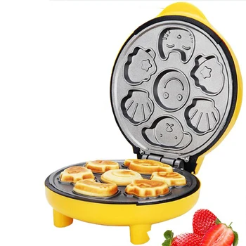 Мини-электрическая вафельница Разной формы, машина для приготовления блинчиков на завтрак с антипригарным покрытием, кухонный прибор вместимостью 7 тортов