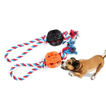 Жевательный мячик для домашних животных, Веревка, Мяч из натурального каучука, Интерактивная игрушка для чистки зубов Для маленьких Средних Больших собак
