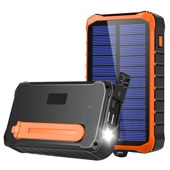 Ручной аккумулятор Солнечной энергии 12000 мАч Портативное зарядное устройство для мобильного телефона Светодиодный Фонарик Аварийные инструменты на открытом воздухе