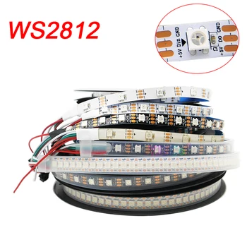 WS2812B Smart 5050 RGB светодиодная лента 5 В 30/60/74/96/144 светодиодов/м WS2812 адресуемая микросхема пиксельная полноцветная Гибкая световая лента IP30/65/67