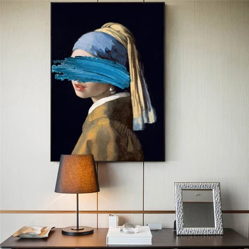 Девушка с жемчужными серьгами Репродукции картин на холсте Известных работ Джона Поп-Арт Принты Настенные панно для домашнего декора