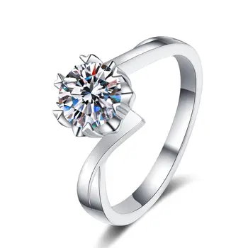 Кольца с муассанитом 2CT D Цветной бриллиантовой огранки из стерлингового серебра 925 пробы, кольцо со Снежинками, Оригинальное Ювелирное Обручальное кольцо