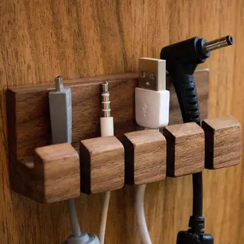 Деревянный Кабельный Органайзер USB-устройство для Намотки кабеля, Зажимы для аккуратного управления на рабочем столе, Держатель кабеля для мыши, Органайзер для проводов наушников N5s4